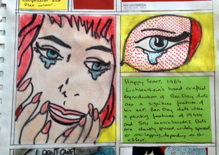 Me copying Roy Lichtenstein's 'Crying Girl', who copied from comic books. Is that post post modern...