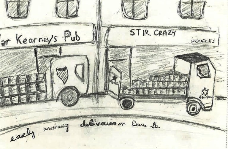 Morning deliveries on Dame St, Dublin