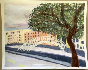 watercolour-painting-Ha'penny-bridge-Dublin
