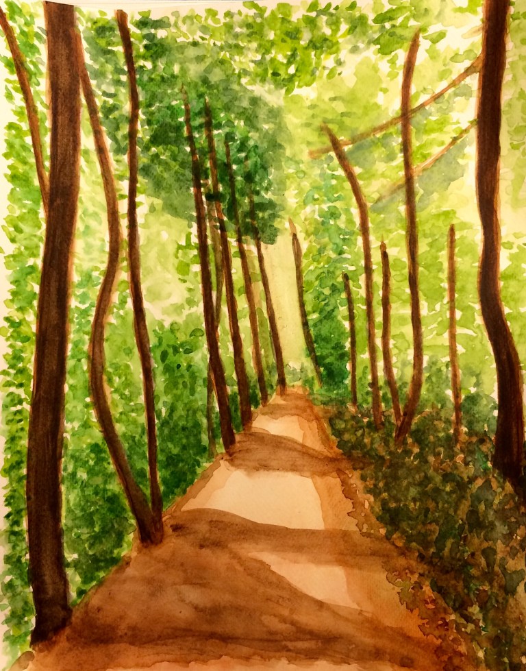 A walk in the woods, watercolour